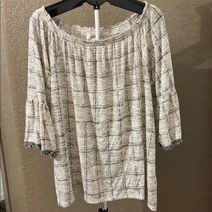 Plaid shirt with fringe sleeve detail